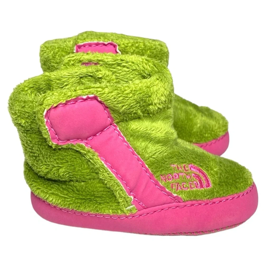 The North Face Infant NSE Fleece Booties Green Pink Size 4
